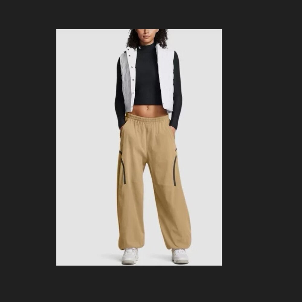 NWT Under Armour Unstoppable Vent Parachute Pants Camel Oversized - Picture 2 of 11